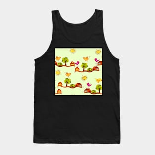 Floral pattern with birds Tank Top